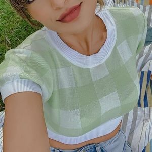 Y2K lime green crop top